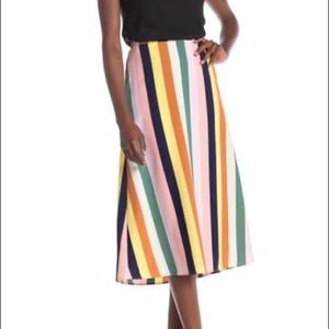 Elodie Multi-colored rainbow Pull-On Midi Skirt